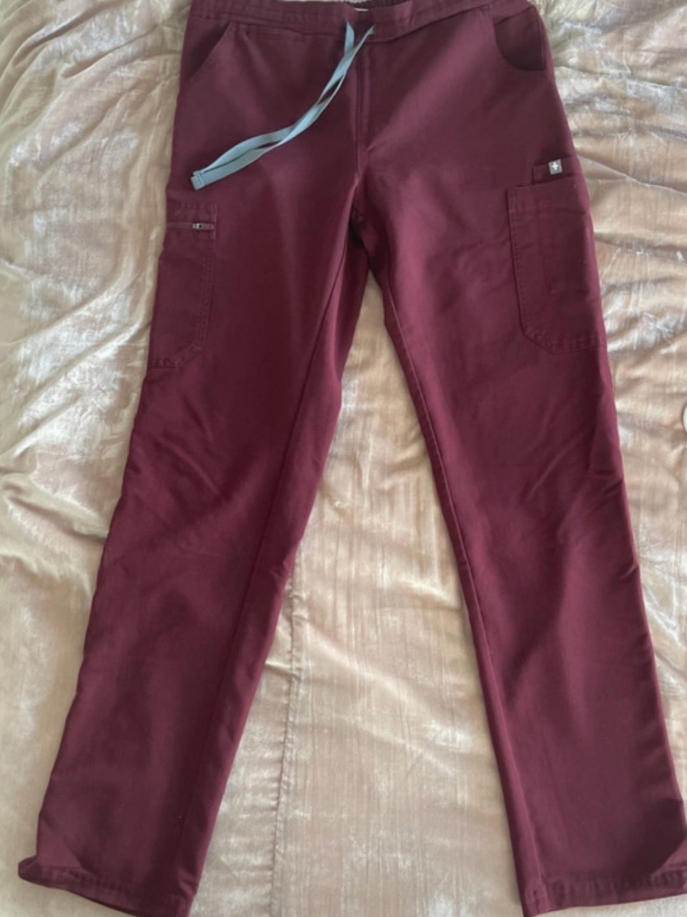 Figs Kids Maroon Drawstring Cargo Joggers